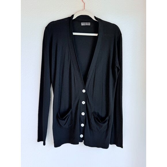 Michael Stars VNeck Long Sleeve Original Tee Cotton Modal Double Layer Cardigan - Picture 2 of 9